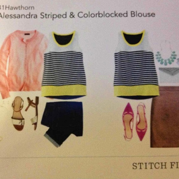 41 Hawthorn Stitch Fix Alessandra Striped & Colorblocked Blouse - Picture 5 of 5